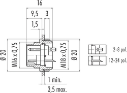 Erkek Panel Tip 14 Kontaklı Konnektör