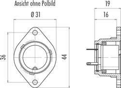 Bayonet female panel mount connector, Contacts: 3, not shielded, solder, IP40