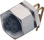 M9 IP40 female panel mount connector, Contacts: 4, shielding is not possible, dip-solder, IP40