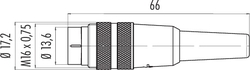 M16 IP40 cable connector, Contacts: 4, 3.0 - 6.0 mm, shielding is not possible, solder, IP40