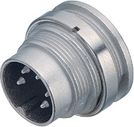 M16 IP40 male panel mount connector, Contacts: 6 DIN, shielding is not possible, solder, IP40, front mounting