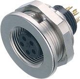 M9 IP67 female panel mount connector, Contacts: 2, shieldable, solder, IP67