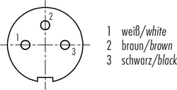 M9 IP67 female panel mount connector, Contacts: 3, shieldable, with shield plate, dip-solder, IP67, front mounting