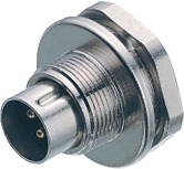 M9 IP67 male panel mount connector, Contacts: 4, shieldable, solder, IP67