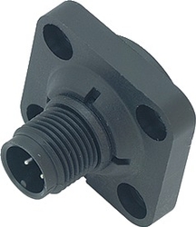 M12-A square male panel mount connector, Contacts: 4, not shielded, solder, IP40, square