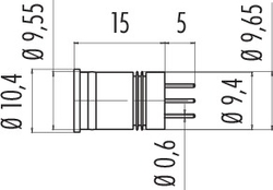 M12-A integrated plug, Contacts: 5, not shielded, dip-solder, IP67