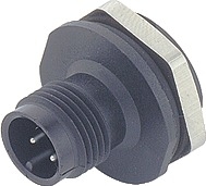 M12-A male panel mount connector, Contacts: 4, not shielded, solder, IP67, PG11