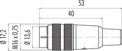 M16 IP40 cable connector, Contacts: 8 DIN, 6.0 - 8.0 mm, shielding is not possible, solder, IP40