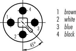 M12-T male panel mount connector, Contacts: 4, shielding is not possible, single wires, IP68, UL, VDE, M16x1.5