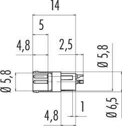 M8 integrated plug, Contacts: 4, not shielded, solder, IP65