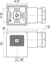 Size A female connector (panel mount), Contacts: 3+PE, 8.0 - 10.0 mm, not shielded, screw clamp, IP40 without seal, VDE, ESTI+