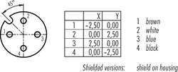 M12-A female cable connector, Contacts: 4, not shielded, moulded on cable, IP69K, PUR black, 4 x 1.50 mm²