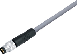 M8 cable connector, Contacts: 8, not shielded, moulded on cable, IP67, UL listed, PVC grey, 8 x 0.25 mm²