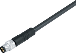 M8 cable connector, Contacts: 8, not shielded, moulded on cable, IP67, UL listed, PUR black, 8 x 0.25 mm²