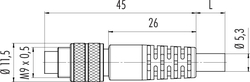 M9 IP67 cable connector, Contacts: 3, shielded, moulded on cable, IP67, PUR black, 3 x 0.25 mm²