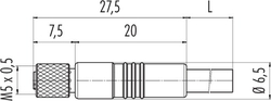 M5 female cable connector, Contacts: 3, not shielded, moulded on cable, IP67, M5x0.5, PUR black, 3 x 0.25 mm²