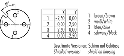 M12-A female angled connector, Contacts: 4, not shielded, moulded on cable, IP69K, UL listed, PVC grey, 4 x 0.34 mm²