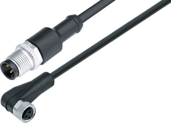 M12-A connecting cord, Contacts: 3, not shielded, moulded on cable, IP67, PUR black, 3 x 0.25 mm²