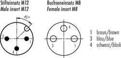 M12-A connecting cord, Contacts: 3, not shielded, moulded on cable, IP67, PUR black, 3 x 0.25 mm²