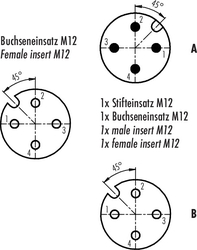 M12-A double distributor box, Contacts: 4, not shielded, pluggable, IP68, UL listed, M12x1.0