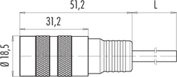 M16 IP67 female cable connector, Contacts: 14, not shielded, moulded on cable, IP67, PUR black, 8 x 0.25 mm² / 2 x 0.50 mm²