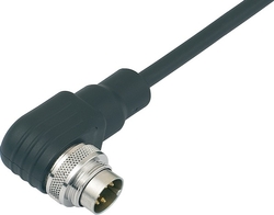 M16 IP67 male angled connector, Contacts: 14, not shielded, moulded on cable, IP67, Standard cable, PUR black, 8 x 0.25 mm² / 2 x 0.50 mm²