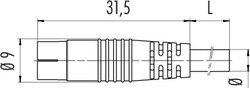 Snap-In IP40 cable connector, Contacts: 4, not shielded, moulded on cable, IP40, PVC black, 4 x 0.25 mm²