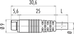 Snap-In IP40 female cable connector, Contacts: 4, not shielded, moulded on cable, IP40, PVC black, 4 x 0.25 mm²