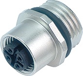 M12-A female panel mount connector, Contacts: 5, not shielded, solder, IP68, UL, M16x1.5