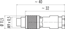 M9 IP67 cable connector, Contacts: 2, 3.5 - 5.0 mm, shielding is not possible, solder, IP67