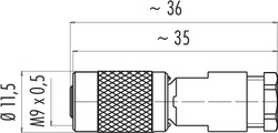 M9 IP67 female cable connector, Contacts: 2, 3.5 - 5.0 mm, shielding is not possible, solder, IP67