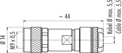 M9 IP67 female cable connector, Contacts: 8, 4.0 - 5.5 mm, shieldable, solder, IP67