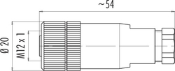 M12-A female cable connector, Contacts: 4, 4.0 - 6.0 mm, not shielded, screw clamp, IP67, UL