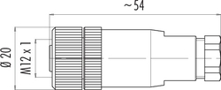 M12-B female cable connector, Contacts: 4, 4.0 - 6.0 mm, not shielded, screw clamp, IP67, UL