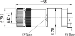 M12-A female cable connector, Contacts: 5, 8.0 - 10.0 mm, shielding is not possible, screw clamp, IP67, UL, for the power supply