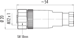 M12-A female cable connector, Contacts: 8, 6.0 - 8.0 mm, not shielded, screw clamp, IP67, UL