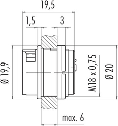 Bayonet female panel mount connector, Contacts: 2, shielding is not possible, solder, IP40