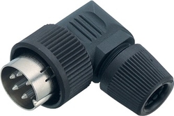 Bayonet male angled connector, Contacts: 5, 6.0 - 8.0 mm, shielding is not possible, solder, IP40