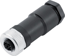 M12-S female cable connector, Contacts: 3+PE, 8.0 - 10.0 mm, screw clamp, IP67, UL