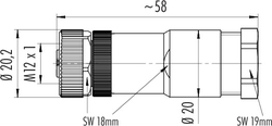 M12-S female cable connector, Contacts: 3+PE, 8.0 - 10.0 mm, screw clamp, IP67, UL