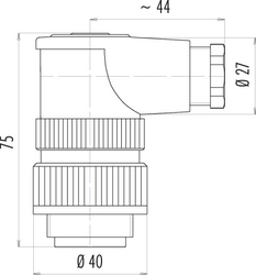 RD30 male angled connector, Contacts: 4+PE, 10.0 - 12.0 mm, shielding is not possible, screw clamp, IP65, ESTI+, VDE