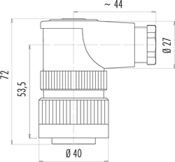 RD30 female angled connector, Contacts: 12+PE, 12.0 - 14.0 mm, shielding is not possible, solder, IP65