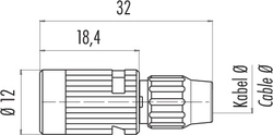 Bayonet female cable connector, Contacts: 2, 4.0 - 5.0 mm, shielding is not possible, solder, IP40