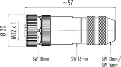 M12-B female cable connector, Contacts: 4, 6.0 - 8.0 mm, shieldable, screw clamp, IP67, UL