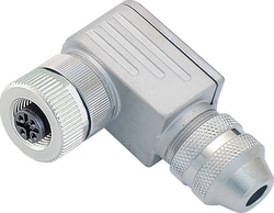 M12-A female angled connector, Contacts: 4, 6.0 - 8.0 mm, shielded, screw clamp, IP67, UL