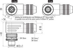 M12-A male angled connector, Contacts: 5, 4.0 - 6.0 mm, shieldable, screw clamp, IP67, UL