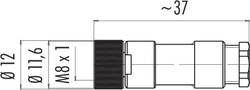 M8 female cable connector, Contacts: 4, 3.5 - 5.0 mm, not shielded, solder, IP67, UL listed