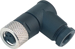 M8 female angled connector, Contacts: 4, 3.5 - 5.0 mm, not shielded, solder, IP67, UL listed