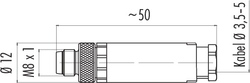 M8 cable connector, Contacts: 3, 3.5 - 5.0 mm, not shielded, screw clamp, IP67, UL listed