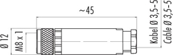 M8 female cable connector, Contacts: 3, 3.5 - 5.0 mm, not shielded, screw clamp, IP67, UL listed